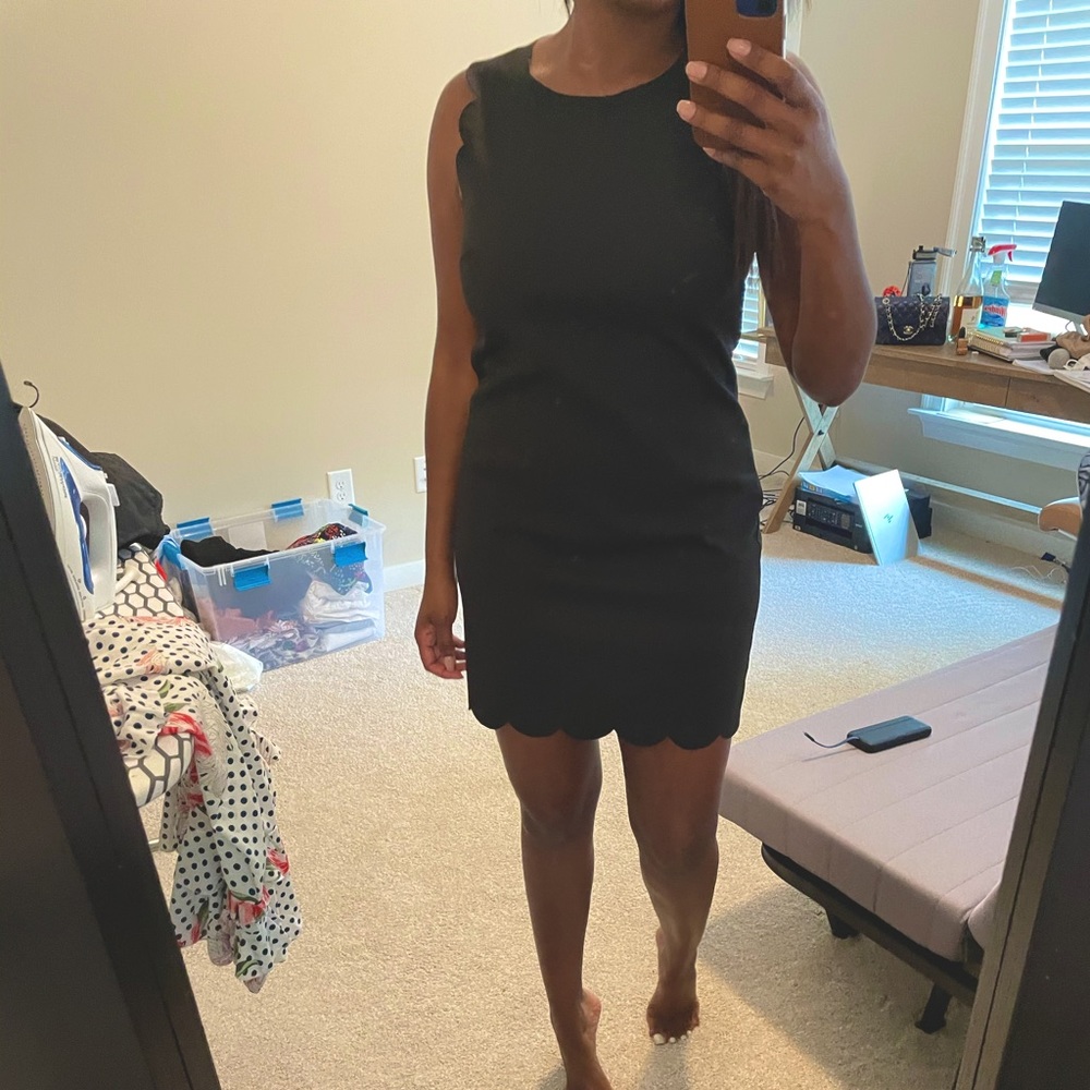 Black Jcrew scalloped dress